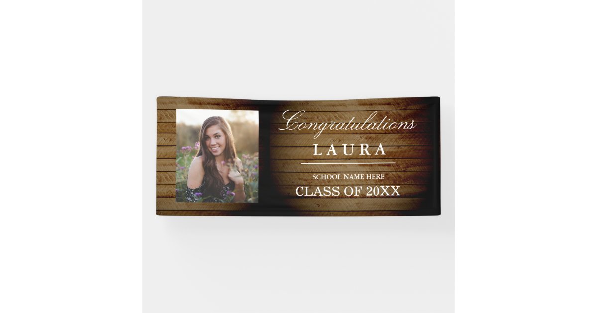 Rustic Graduation Signs Rustic Wood Congrats Grad Graduation Photo Banner | Zazzle