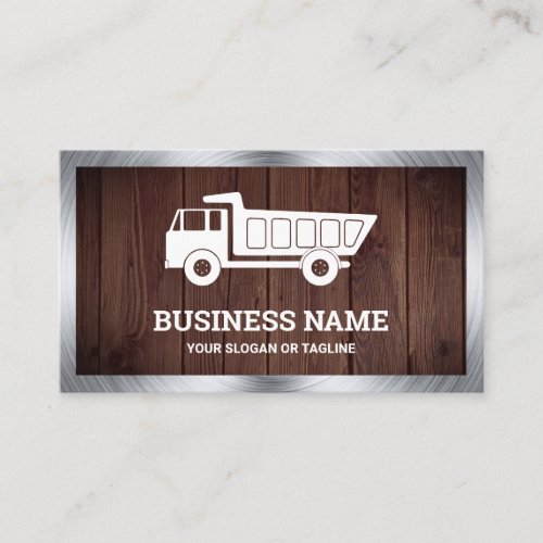 Rustic Wood Construction Hauling Dump Truck Business Card