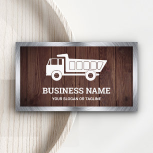 Rustic Wood Construction Hauling Dump Truck Business Card