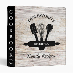 Rustic Wood Cookbook Family Recipes Personalized  3 Ring Binder