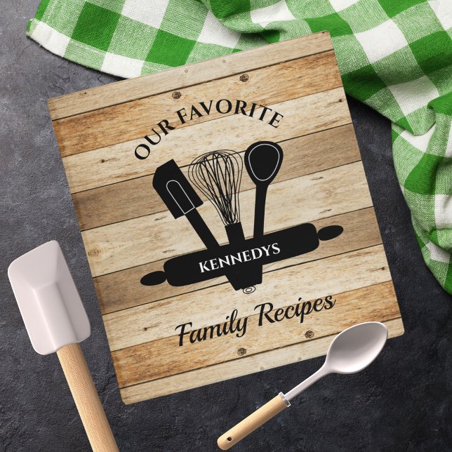 Rustic Wood Cookbook Family Recipes Personalized  3 Ring Binder (Creator Uploaded)