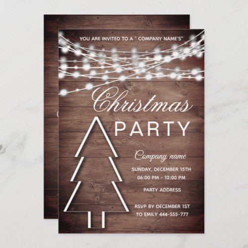 Rustic wood corporate Christmas party  Invitation