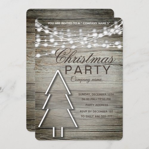 Rustic wood corporate Christmas party Invitation
