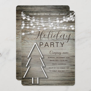 Rustic wood corporate Holiday party Invitation