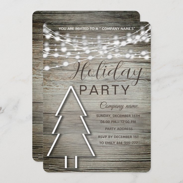 Rustic Wood Corporate Holiday Party Invitation 