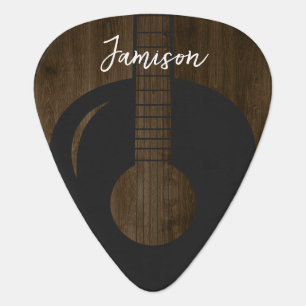 Rustic wood Country Acoustic Guitar Script name Guitar Pick