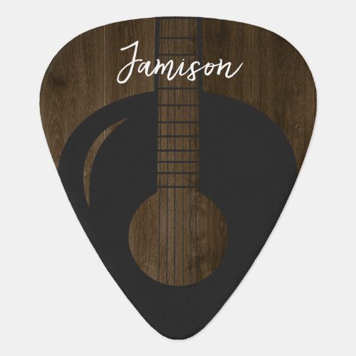 Rustic wood Country Acoustic Guitar Script name Guitar Pick