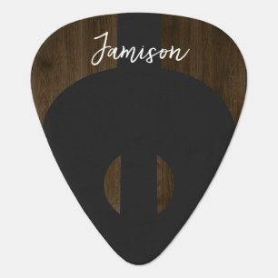 Rustic wood Country Acoustic Guitar Script name Pick