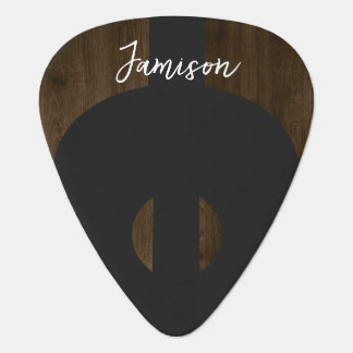 Rustic wood Country Acoustic Guitar Script name Pick