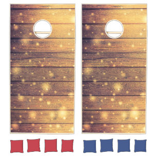 Rustic Wood Country Barn Cornhole Set