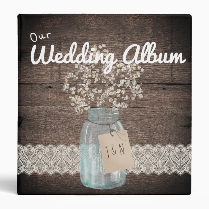 Rustic Wood Country Barn Wedding Mason Jar 3 Ring Binder | Zazzle.com