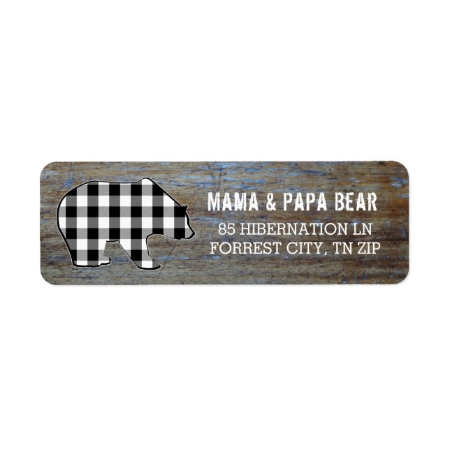 Rustic Wood | Country Black Bear Lumberjack Plaid Label (Front)