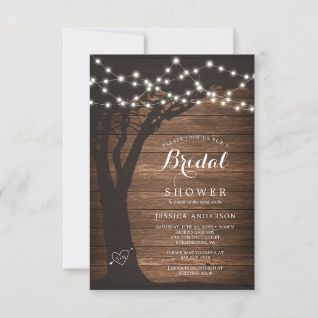 Rustic Wood Country Bridal Shower Invitation (Front)