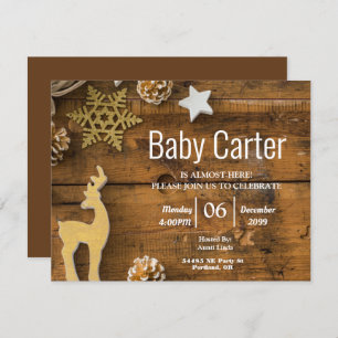 Rustic Wood Country Christmas Boy Baby Shower Invitation