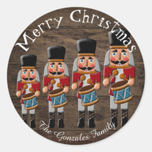 Rustic Wood Country Christmas Nutcracker Classic Round Sticker