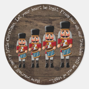 Rustic Wood Country Christmas Nutcracker Classic Round Sticker