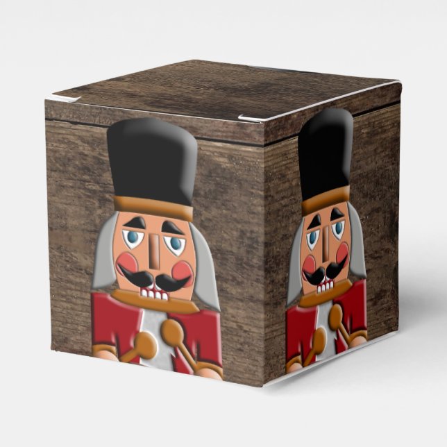 Rustic Wood Country Christmas Nutcracker Favor Boxes (Front Side)