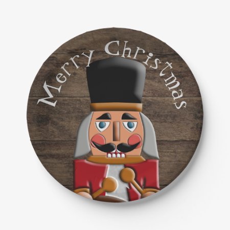 Rustic Wood Country Christmas Nutcracker Paper Plates