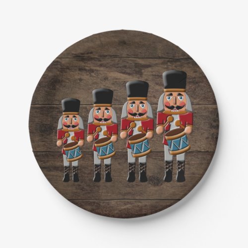 Rustic Wood Country Christmas Nutcracker Paper Plates