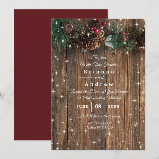 Rustic Wood Country Christmas Pine Garland Sparkle (Front/Back)