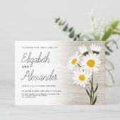 Rustic wood country daisy flowers backyard wedding invitation (Standing Front)