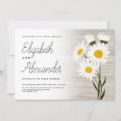 Rustic wood country daisy flowers backyard wedding invitation (Front)