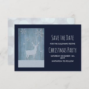 Rustic Wood & Country Deer Christmas Save the Date Invitation