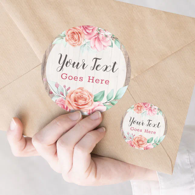 Rustic Wood Country Farmhouse Floral Rose Boutique Classic Round ...