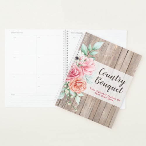 Rustic Wood Country Farmhouse Floral Rose Boutique Planner