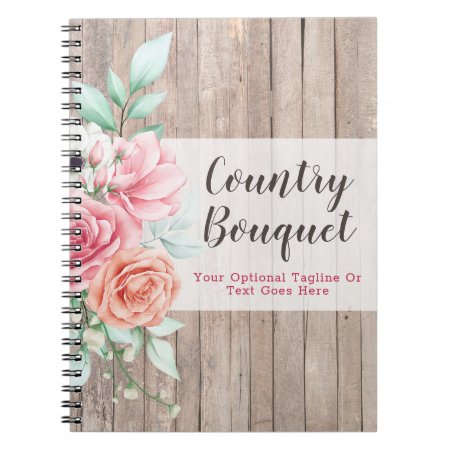 Rustic Wood Country Farmhouse Floral Rose Journal