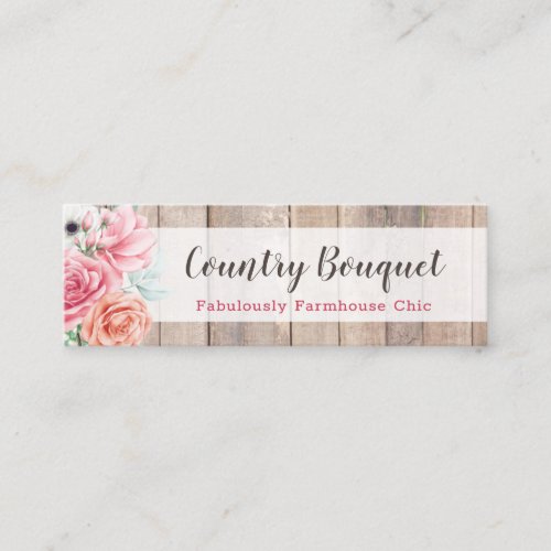 Rustic Wood Country Farmhouse Floral Social Media Mini Business Card