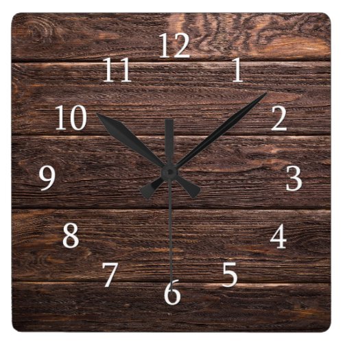 Rustic Wood Country Farmhouse Square Wall Clock