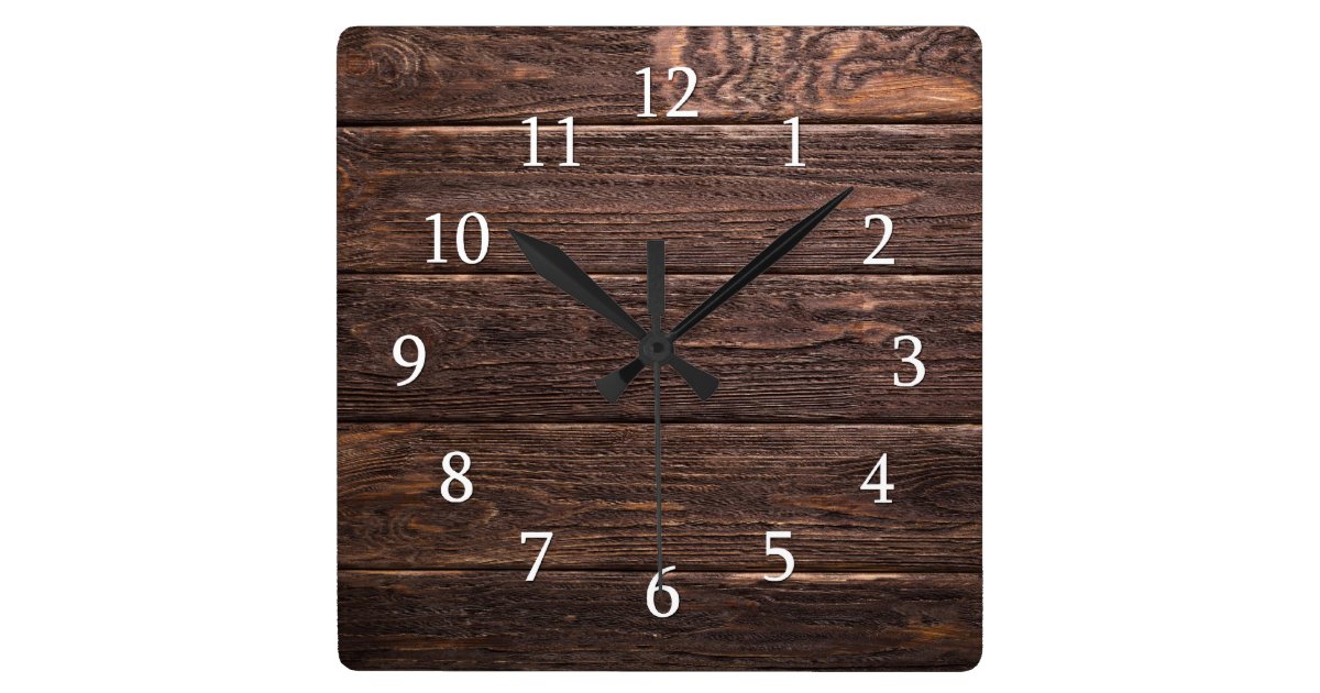 Rustic Wood Country Farmhouse Square Wall Clock Zazzle