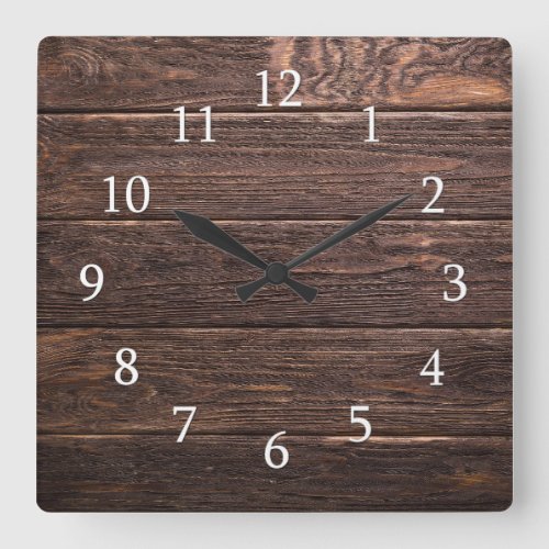 Rustic Wood Country Farmhouse Square Wall Clock