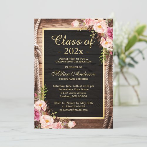 Rustic Country Class of 2018 Graduate Wood Floral Card