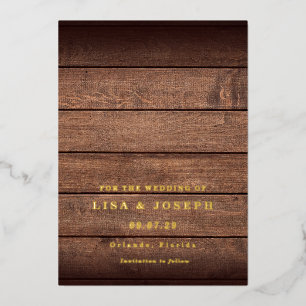 Rustic Wood Country Script Save the Date Foil Invitation