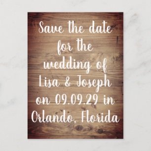 Rustic Wood Country Script Save the Date Postcard