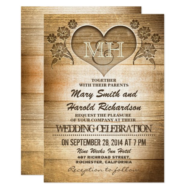 Rustic Wood Country Wedding Invitations