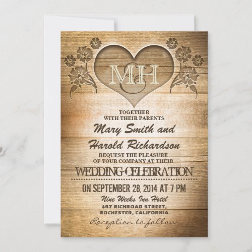 rustic wood country wedding invitations