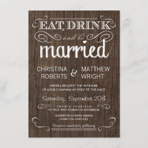 Rustic Wood Country Wedding Invitations