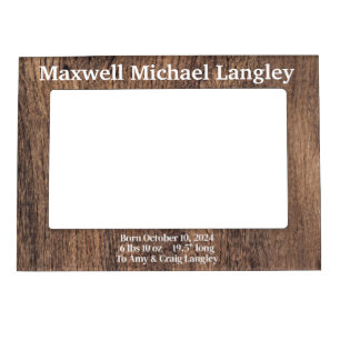 Rustic Wood Country Western Birth Announcement Magnetic Frame