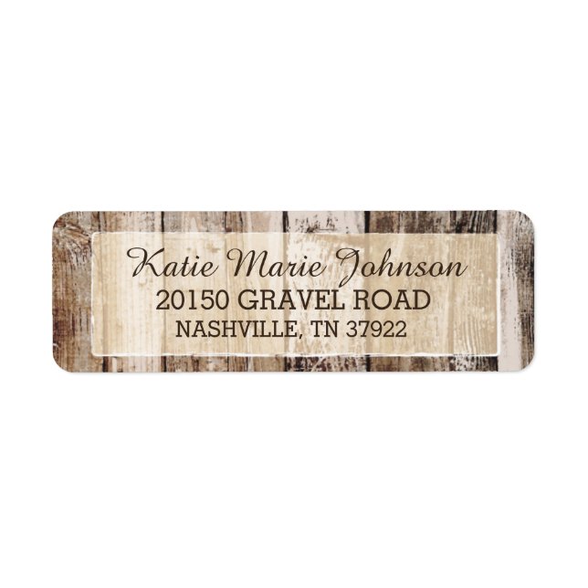 Rustic Wood Country Western Wedding Label (Front)