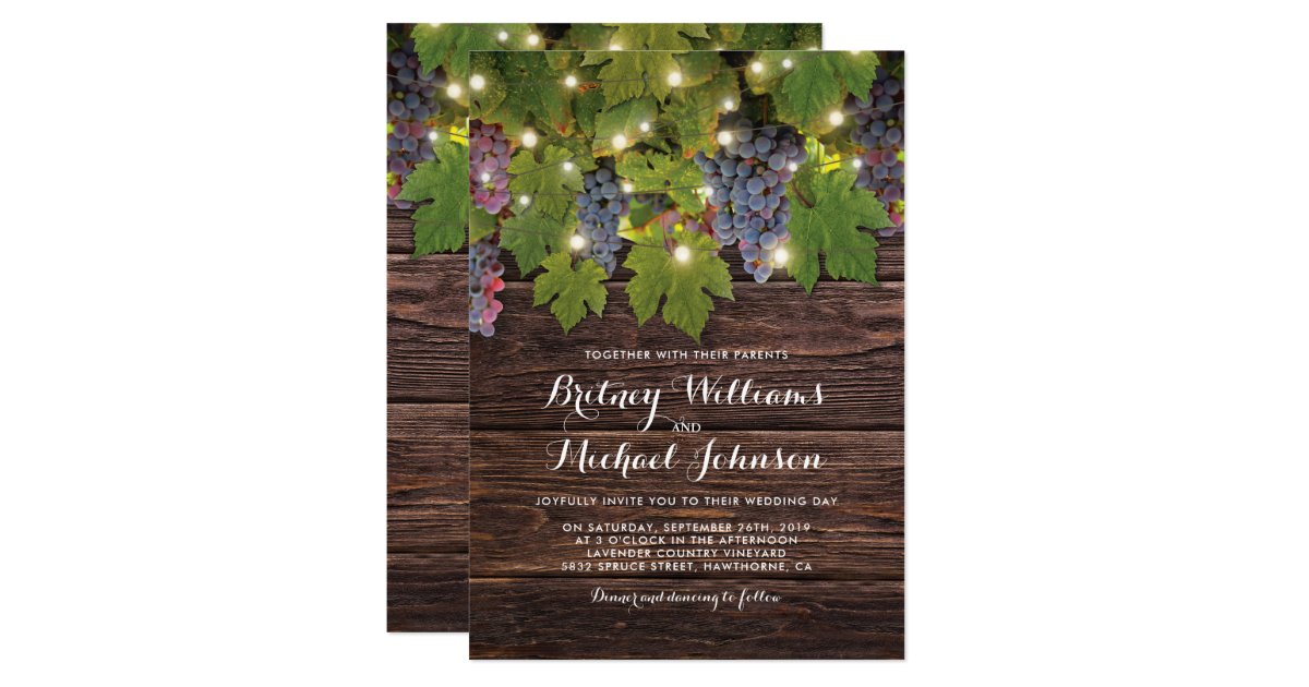 Rustic Wood Country Winery Twinkle Lights Wedding ...