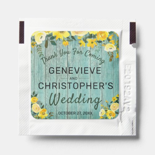 Rustic Wood Country Yellow Floral Outdoor Wedding Hand Sanitizer Packet