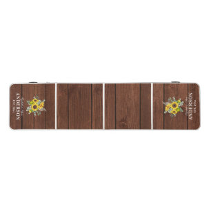 Rustic Wood Country Yellow Sunflower Beer Pong Tab Table