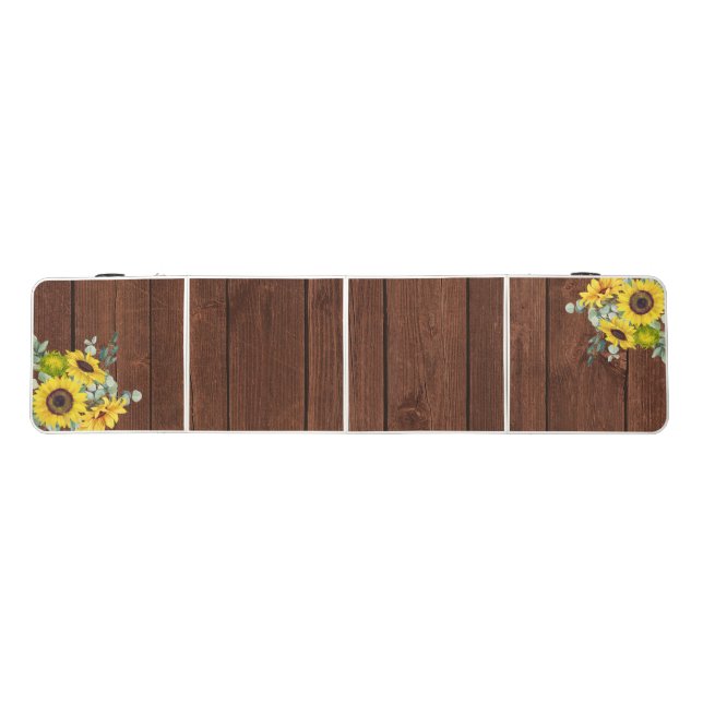 Rustic Wood Country Yellow Sunflower Beer Pong Table (Top)