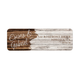 Rustic Wood Couple Name Return Address Label