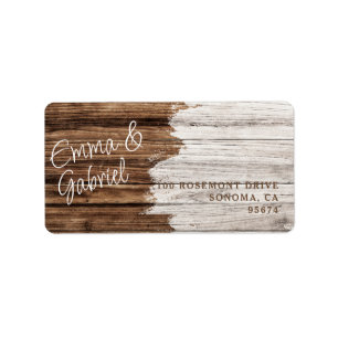 Rustic Wood Couple Name Return Address Label