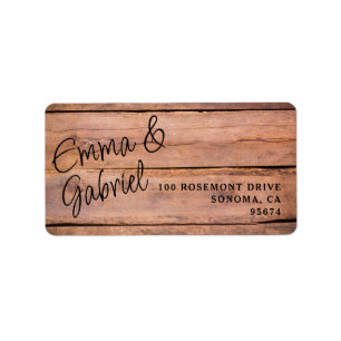 Rustic Wood Couple Name Return Address Label