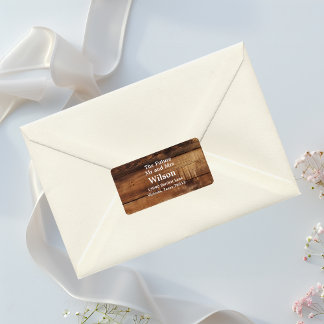 Rustic Wood Couples Photo Country Wedding Address Label